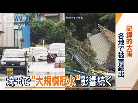 記録的大雨　各地で被害続出…埼玉“大規模冠水”影響続く　車に閉じ込められた男性も(2023年6月5日)