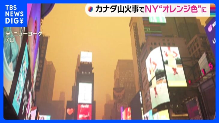 カナダ山火事の煙が風にのりアメリカ東部まで到達「嫌な臭い。頭がくらくらする」 タイムズスクエアでは空がオレンジ色に｜TBS NEWS DIG