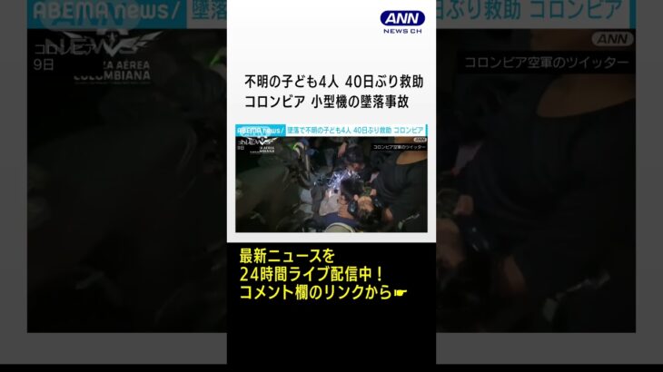 コロンビア　小型機の墜落事故で行方不明の子ども4人　40日ぶりに救助#shorts