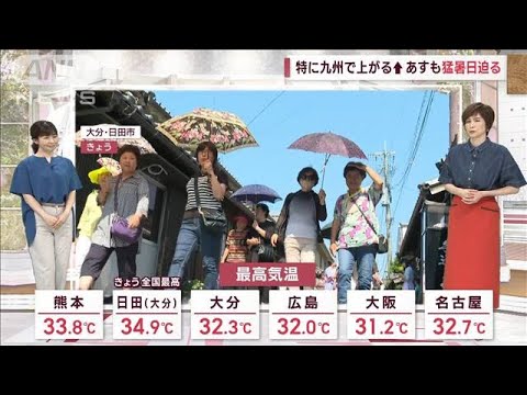 全国の天気特に九州で猛暑日に迫る暑さ梅雨前線活発今週はいつ警戒(2023年6月19日)