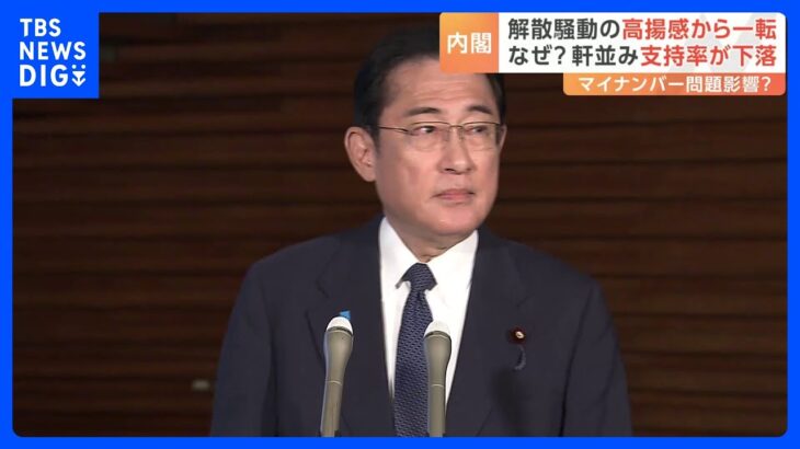 解散騒動の高揚感から一転岸田内閣支持率報道各社の世論調査で軒並み下落TBSNEWSDIG