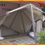 ビル屋上からテントが落下か通行人の代男性の頭に当たり病院に搬送大阪浪速区