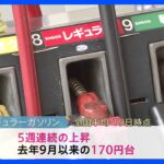 レギュラーガソリン価格約9か月ぶりに170円台に補助金減額でTBSNEWSDIG