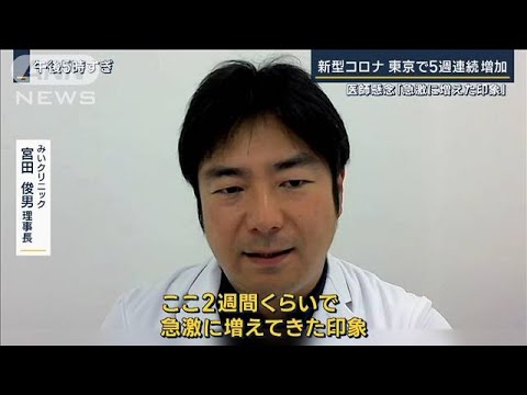 医師急激に増えた印象第9波懸念東京5週連続で新型コロナ増加(2023年6月15日)