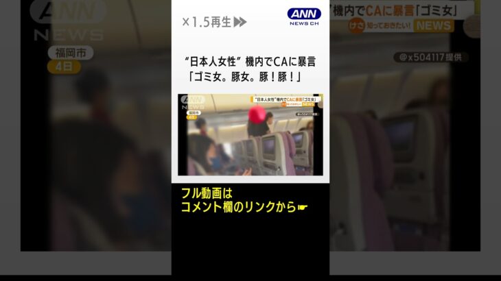 CAに暴言「ゴミ女」　“日本人女性”が中華航空機内で　日本語で対応せず不満か #shorts