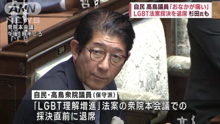 自民・高鳥議員「おなかが痛い」LGBT法案採決を退席　杉田氏も(2023年6月13日)