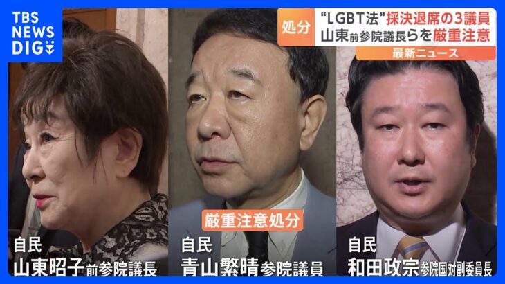 LGBT法案採決で退席山東前参院議長ら3人に厳重注意処分TBSNEWSDIG