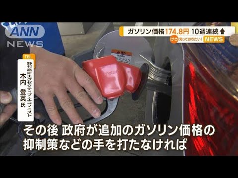 ガソリン価格174.8円に　10週連続で値上がり…専門家「9月、10月に1L＝200円超える」【知っておきたい！】(2023年7月27日)