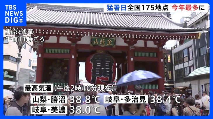 今年最多の175地点で猛暑日を観測　山梨・勝沼では最高気温38.8℃｜TBS NEWS DIG