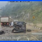 インドで巨大な岩が車を直撃2人死亡3人けが大雨による土砂崩れかTBSNEWSDIG