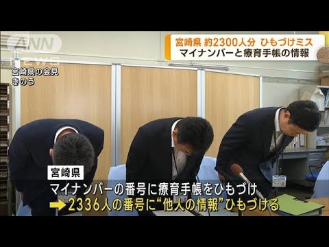 マイナンバーと療育手帳のひもづけミス 2300人 宮崎(2023年7月13日)