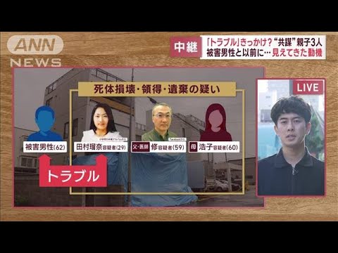 「トラブル」きっかけ？　“共謀”親子3人　被害男性と以前に…見えてきた動機(2023年7月26日)