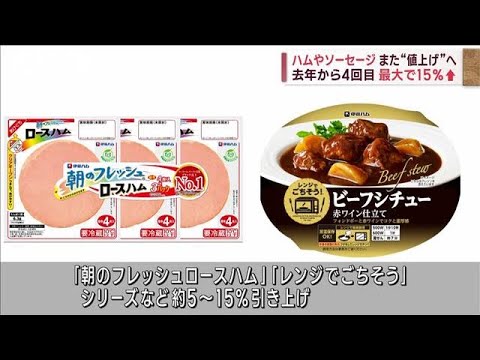 ハムやソーセージまた“値上げ”へ　去年から4回目　最大で15％↑(2023年7月13日)