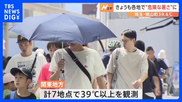 関東地方で40度に迫る危険な暑さ　きょうの全国最高気温は埼玉・鳩山の39.6度｜TBS NEWS DIG