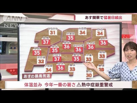 関東の天気あす関東に今年初の熱中症警戒アラート(2023年7月9日)