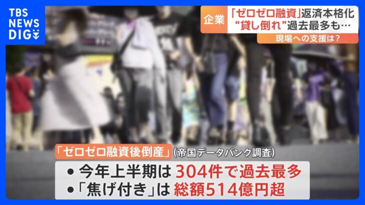 借りたまま倒産する企業も増加　返済が本格化 総額およそ43兆円「ゼロゼロ融資」 コロナ禍で企業を支援するために設けた無利子・無担保融資｜TBS NEWS DIG