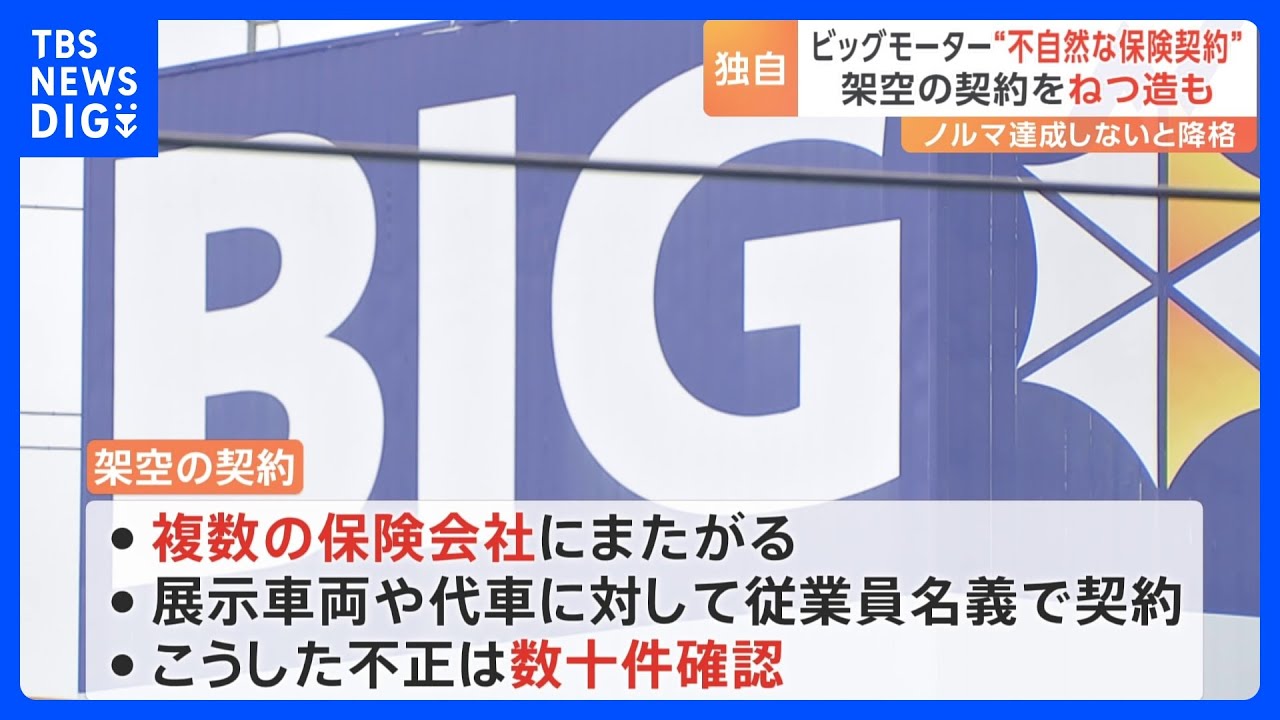 「うその自動車保険契約を結んでいた」ビッグモーター 福井県内の複数店舗で自動車保険について架空の契約|TBS NEWS DIG