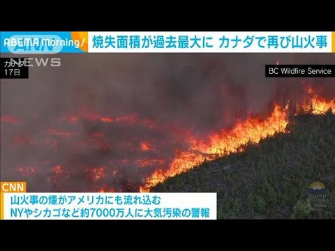 カナダで再び山火事　焼失面積過去最大に　米7000万人に大気汚染警報(2023年7月19日)