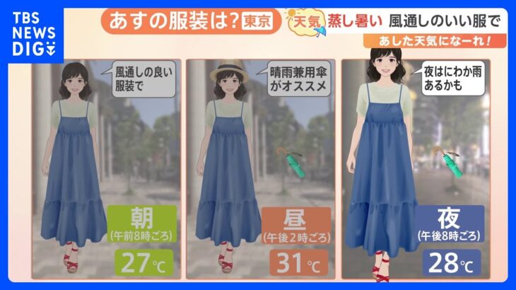 【7月21日 関東の天気】 蒸し暑い　風通しのいい服で｜TBS NEWS DIG