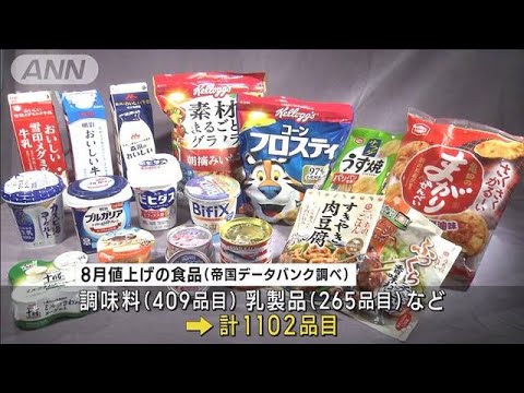 8月の食品値上げ 計1102品目　消費者が価格に敏感な乳製品も(2023年7月31日)