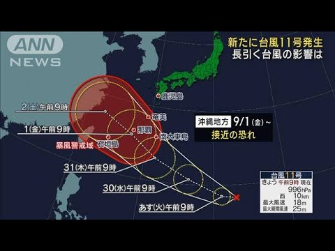 【気象予報士解説】台風11号発生 列島付近に3つの台風　今後の進路・影響は(2023年8月28日)