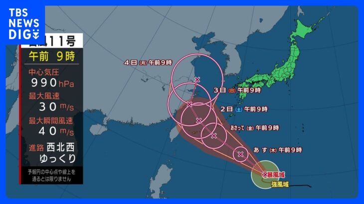 【台風11号進路情報】猛暑の終わりは見えず　台風11号は沖縄接近へ　台風12号も発生か｜TBS NEWS DIG