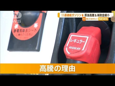 11週連続でガソリン価格値上がり　理由は原油高騰と補助金縮小…クリーニング店も影響【知っておきたい！】(2023年8月3日)