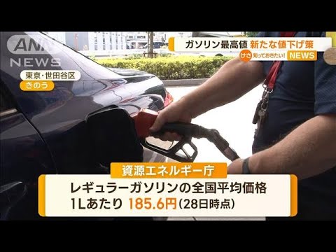 ガソリン最高値1L185.6円…岸田総理「10月中には1L175円程度に」　補助制度導入を発表【知っておきたい！】(2023年8月31日)