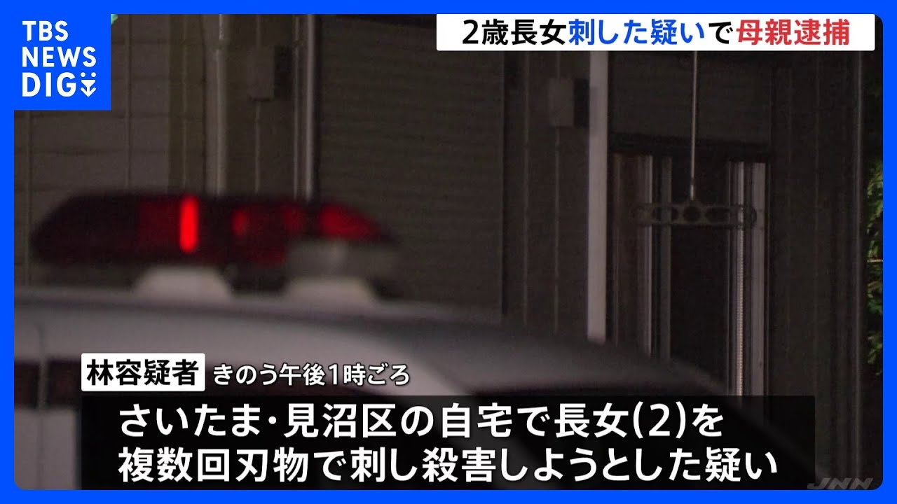 2歳の長女を複数回刃物で刺す　母親を殺人未遂の疑いで現行犯逮捕　さいたま市｜TBS&nbsp;NEWS&nbsp;DIG
