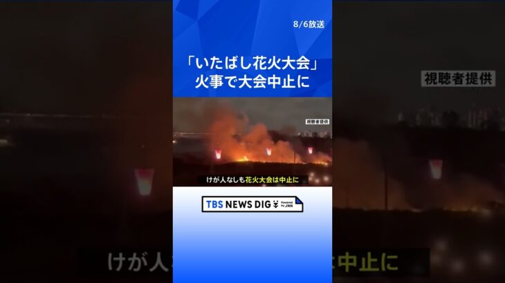 「いたばし花火大会」 会場の河川敷で枯草2000平方メートルが燃える火事　大会中止に　花火から燃え移ったか #shorts ｜TBS NEWS DIG