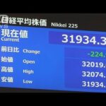 日経平均株価　約3週間ぶりに一時3万1000円台　日銀政策修正で長期金利上昇も要因に(2023年8月4日)