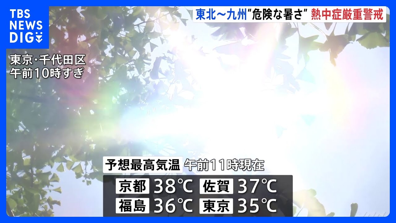京都は予想最高気温38度…きょうも広い範囲で危険な暑さに|TBS NEWS DIG