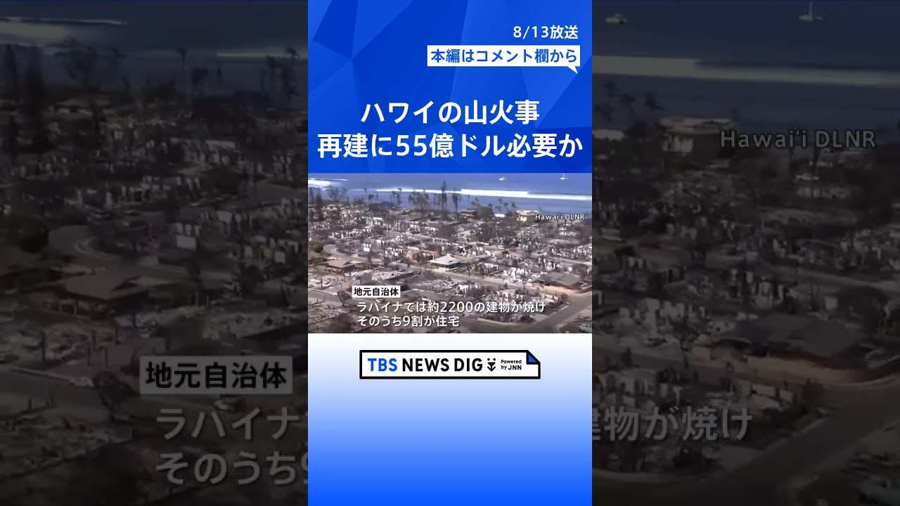 ハワイ・マウイ島の山火事 発生から5日目 死者80人に、焼けた建物の9割は住宅|TBS NEWS DIG #shorts