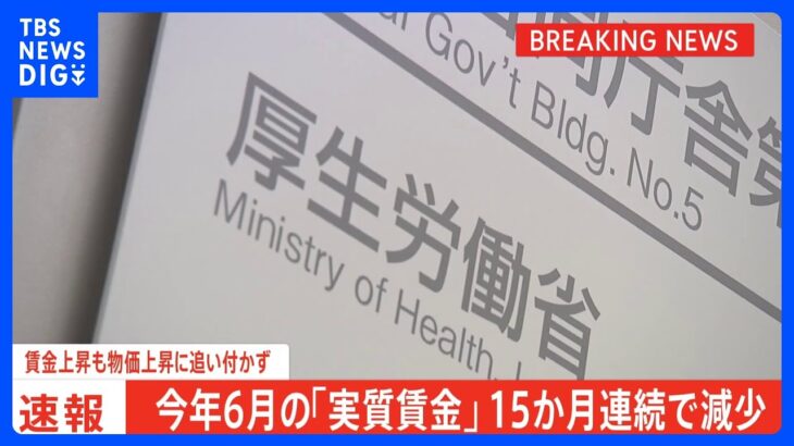 今年6月の「実質賃金」15か月連続で減少 　賃金上昇も物価上昇には追いつかない状況続く｜TBS NEWS DIG