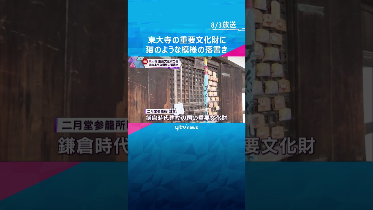 “ネコ模様”の変色を東大寺・二月堂参籠所で発見　何者かが指を押し当てたか#shorts #読売テレビニュース