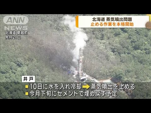 北海道・蘭越町　蒸気噴出を止める作業を本格開始(2023年8月8日)