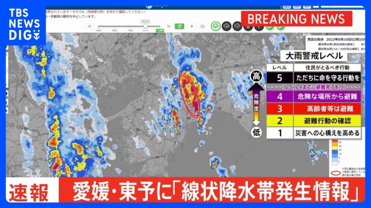 愛媛県に「線状降水帯発生情報」発表　大雨による水害や土砂災害などの危険度が急激に高まっているおそれ｜TBS NEWS DIG