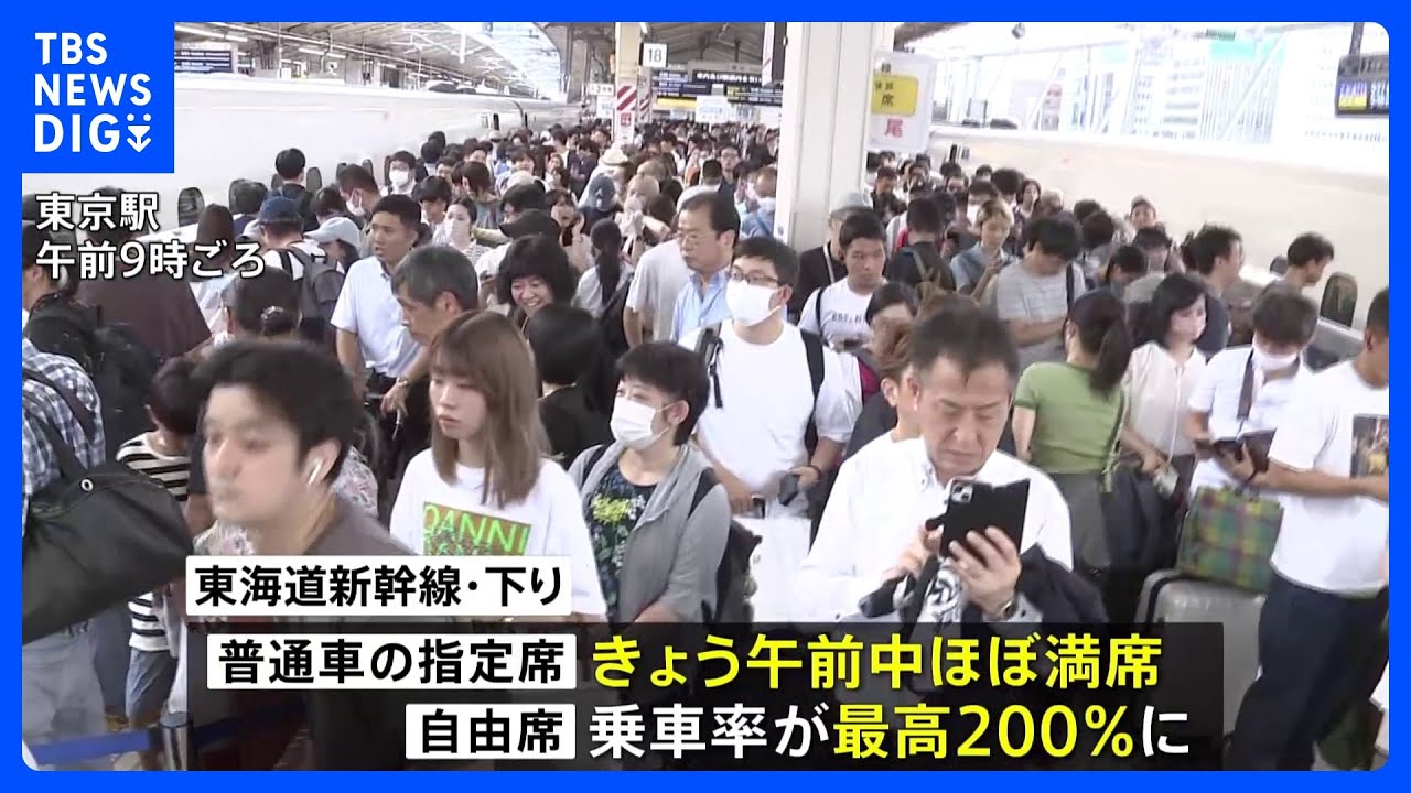 “帰省ラッシュ”がピーク「久しぶりの海外で緊張」空港も駅も混雑 東海道新幹線では「自由席1時間以上座れず」|TBS NEWS DIG