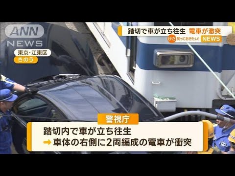 東武亀戸線の踏切で…車が立ち往生　電車が激突【知っておきたい！】(2023年8月14日)