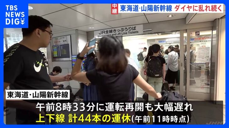 東海道・山陽新幹線で遅れや運休　東京駅でも混乱続く　利用客「思ったよりも遅れている」今後も各駅で入場規制のおそれ｜TBS NEWS DIG