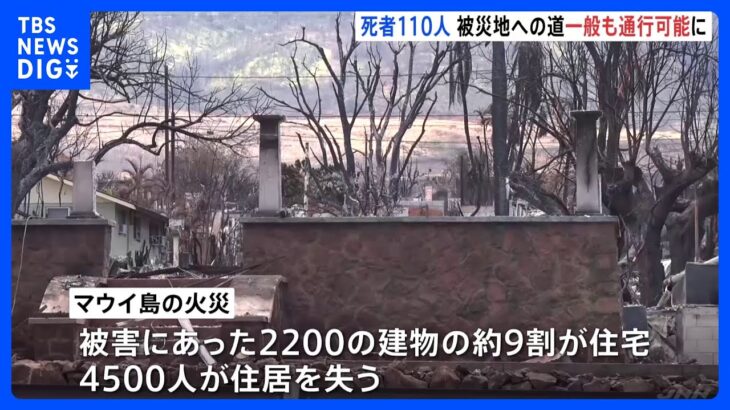 「悲惨な光景」ハワイ・マウイ島の山火事　死者は110人に　4500人が住居失う｜TBS NEWS DIG