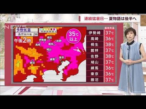 【関東の天気】「あすも暑い！」 東京の猛暑日数　最多記録を更新中(2023年8月17日)