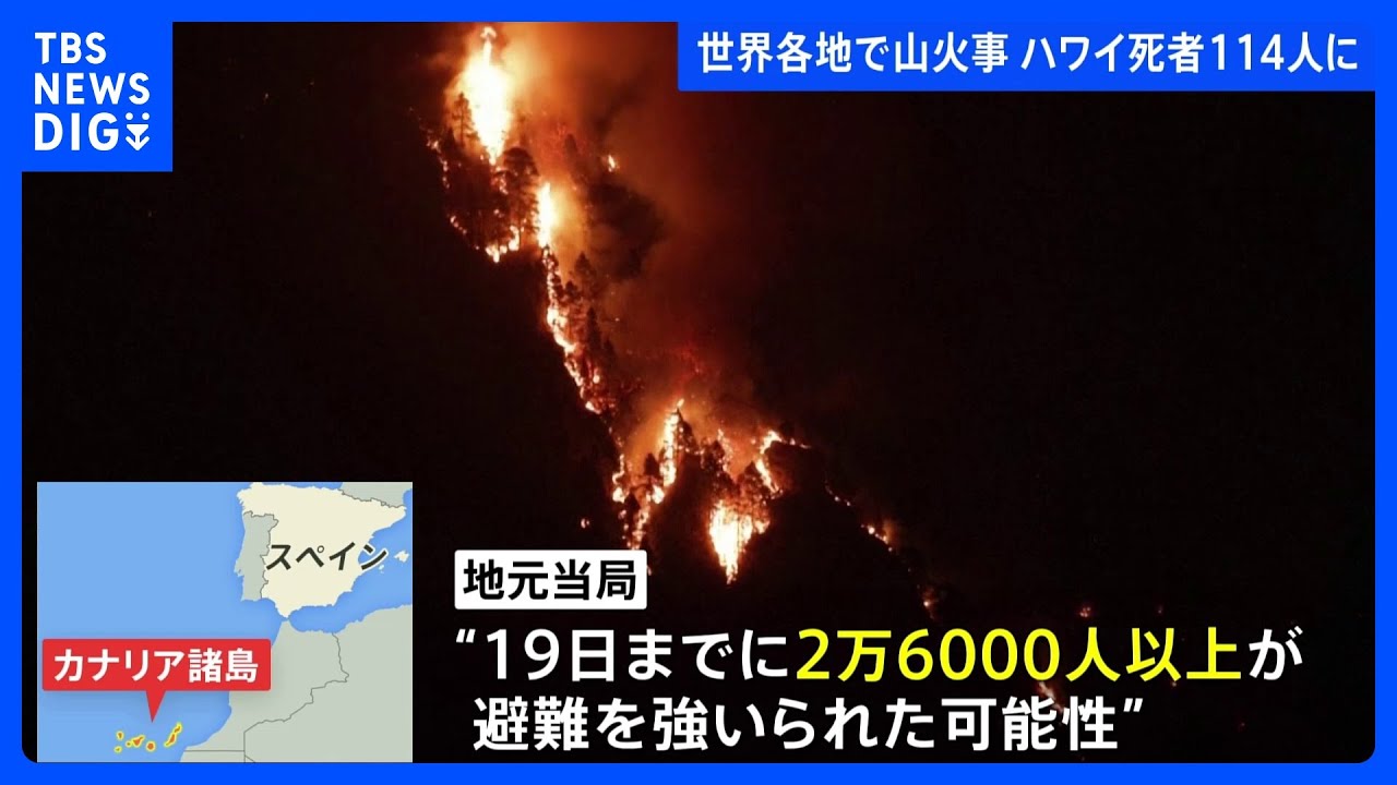 ハワイ・マウイ島に続き スペイン、アメリカなど世界で大規模山火事相次ぐ|TBS NEWS DIG