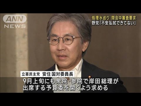 処理水巡り閉会中審査要求　野党側「不安払拭できてない」(2023年8月24日)