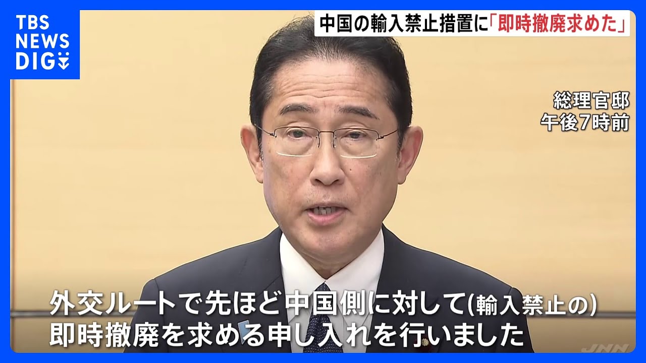 岸田総理「即時撤廃を申し入れた」　中国が日本の水産物輸入停止　処理水の海洋放出受け｜TBS&nbsp;NEWS&nbsp;DIG