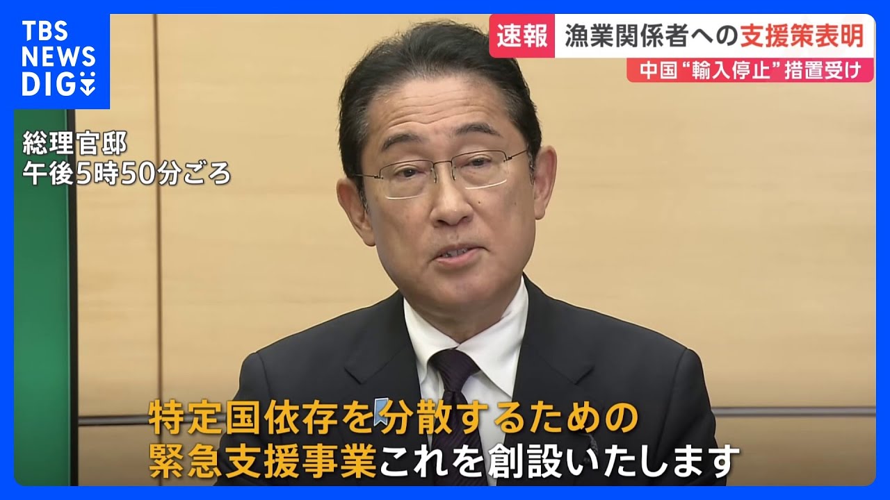 【速報】岸田総理が「緊急支援事業」の創設など漁業者支援策を発表　予備費の活用も検討｜TBS&nbsp;NEWS&nbsp;DIG