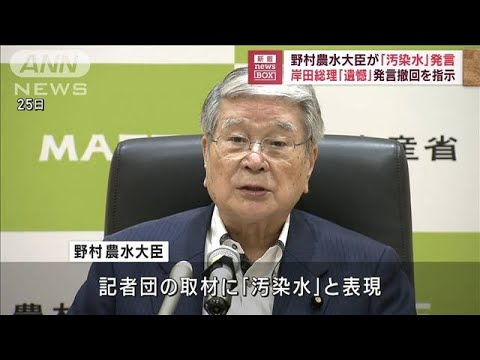 「汚染水」発言の野村大臣に岸田総理が謝罪撤回を指示(2023年8月31日)
