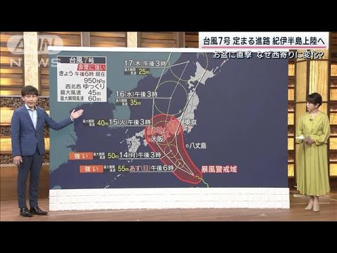 【予報士解説】台風7号　危険な“南北縦断コース”　高潮にも警戒を(2023年8月12日)