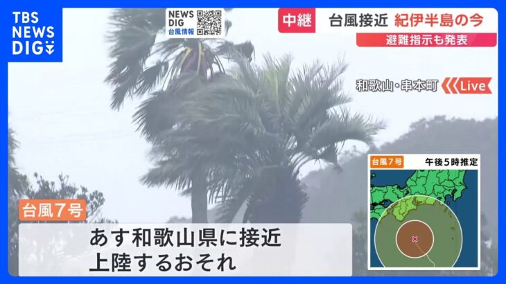 「台風7号」接近 和歌山・串本町に避難指示 あす未明から明け方にかけて走行中のトラックが横転する猛烈な風が吹くおそれ｜TBS NEWS DIG