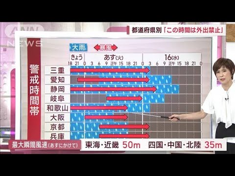 台風7号 近畿～東海 大都市圏を直撃　各地で気象災害の恐れ　今村気象予報士が解説(2023年8月14日)